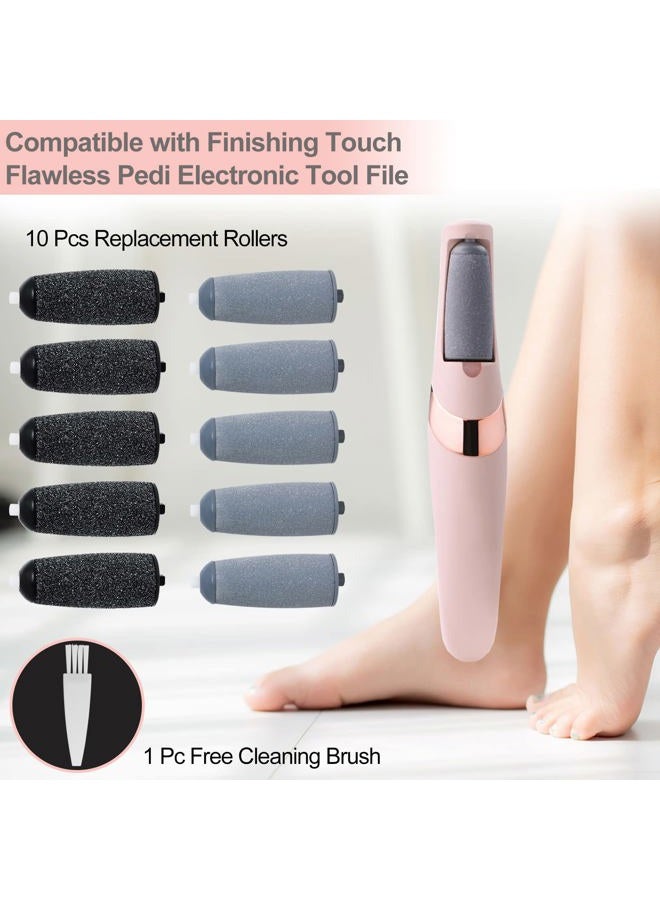 Piwerod 10 Pack Replacement Roller Refills Compatible with Finishing Touch Flawless Pedi Electric Tool File Include a Cleaning Brush (5 Coarse & 5 Fine Rollers) - Image 3