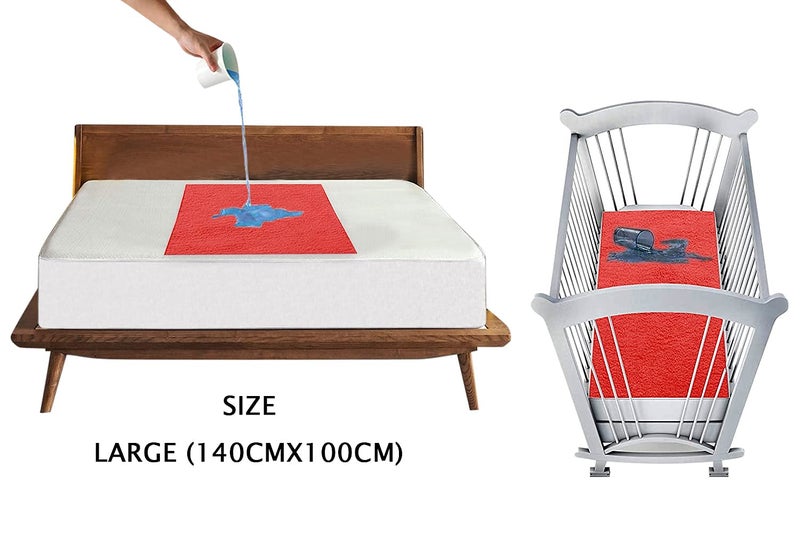 Trance Quick Dry - Soft Bed Protector Waterproof Baby Cot Sheet - (Large-140x100 cm,Coral) - Image 2