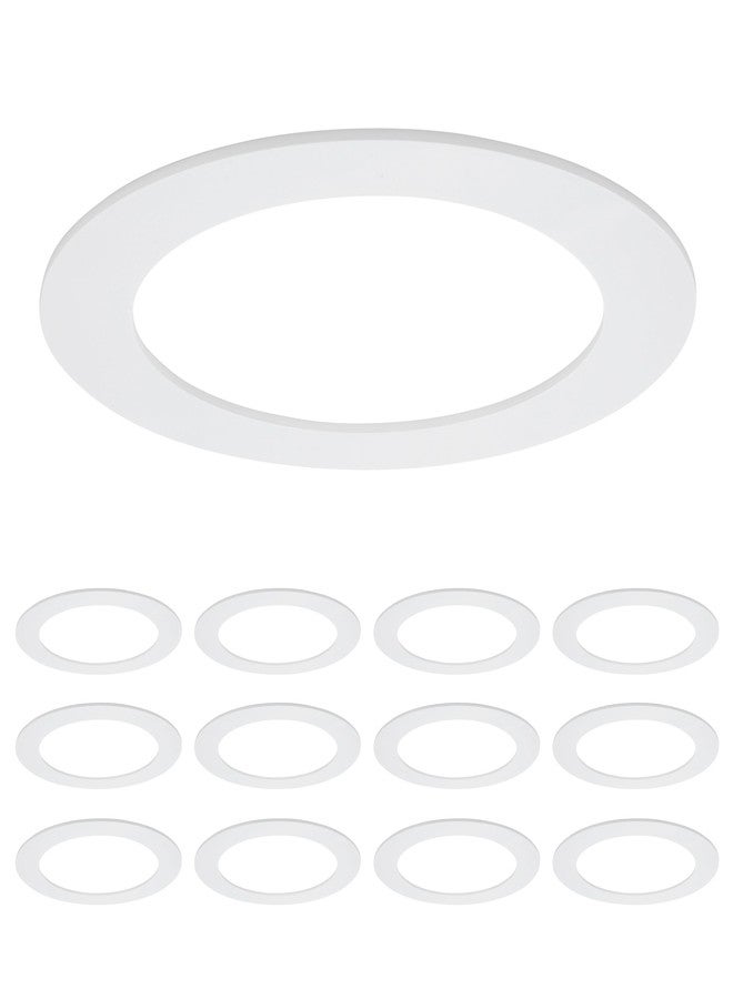 Maxxima 12 Pack 6 in. Goof Rings for Recessed Lights, Can or Canless Lighting Round Downlight Trim Ring, Outer Diameter 8.6” Inner Diameter 6.22”, Durable Plastic Design, White Extended Trim - Image 1