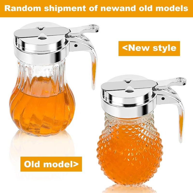 YEXEXINM 2Pcs 8oz Syrup Dispenser Honey Pot Glass Honey Dispenser Jar, Maple Syrup Dispenser, Honey Container, Commercial Quality With Handle Honey Dispenser for Home Kitchen Storage (2, Twill weave 2 Pack) - Image 3