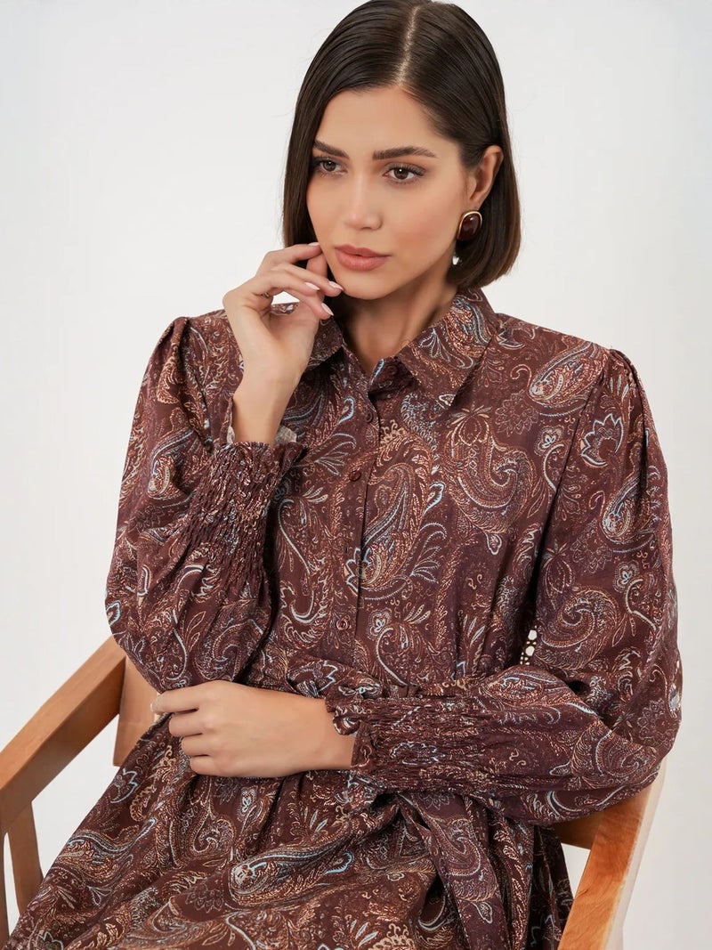 BIG DART BDART Paisley Belted Midi Shirt Dress - Image 4
