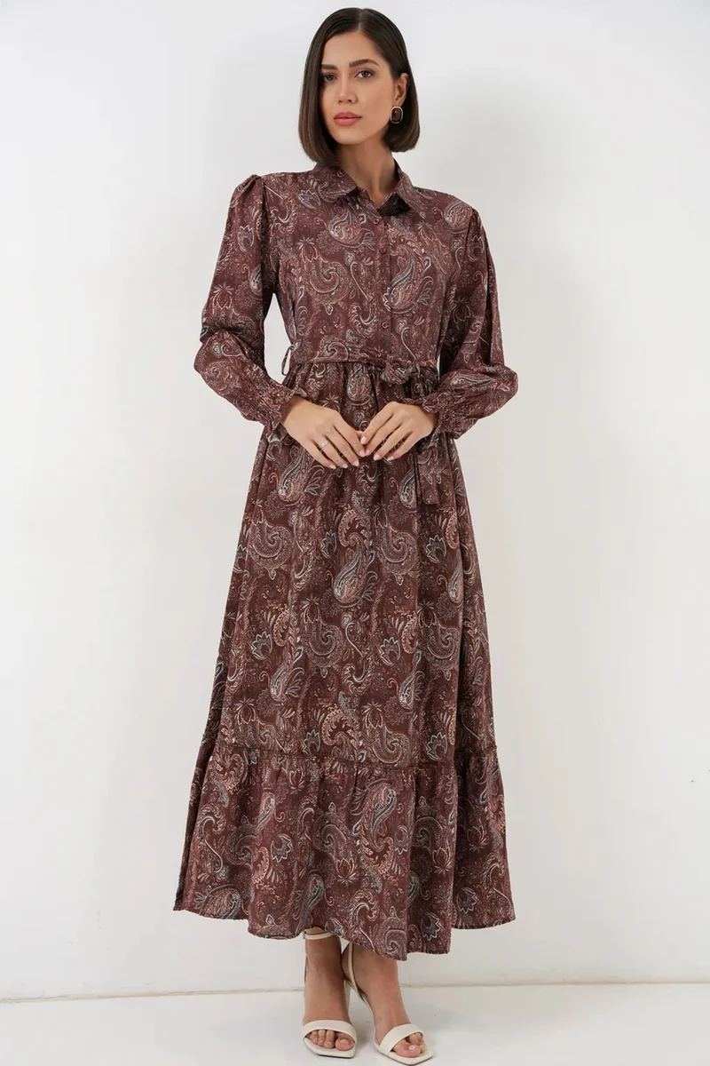 Big Dart BDART Paisley Belted Midi Shirt Dress