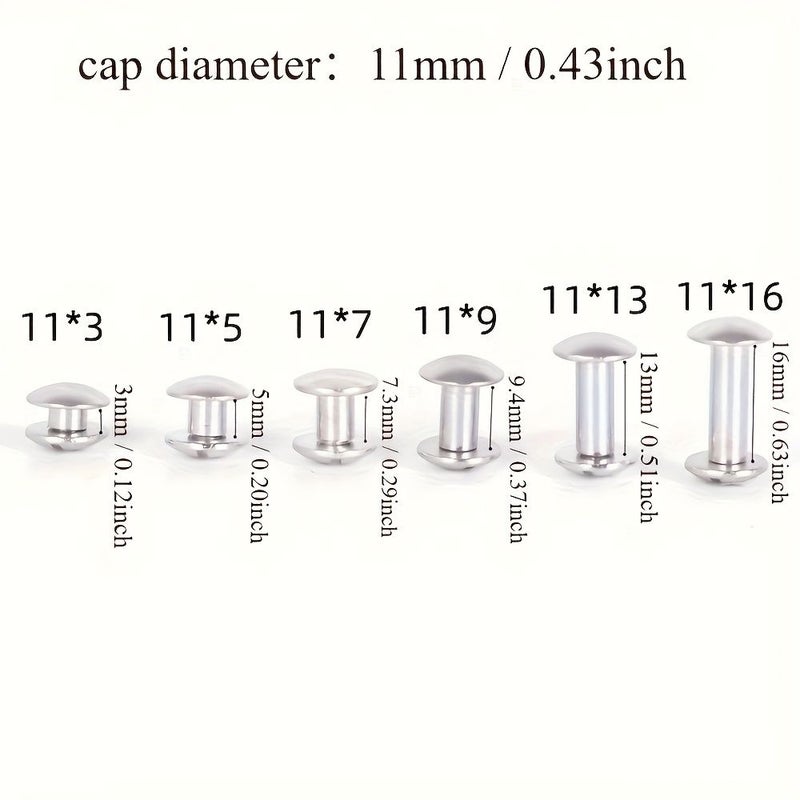 10 Pcs Golden Iron Chicago Screws 11x9 Mm 6 Sizes For Diy Crafts Bookbinding - Image 2