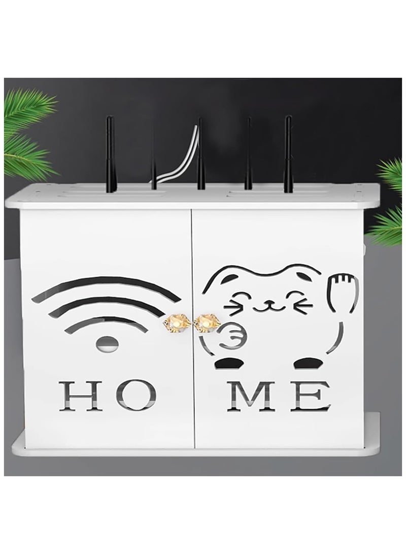 TPGP Router Storage Box – Four-Layer Wall Mount WiFi Router Shelf with Cable Organizer and Concealment - Image 2