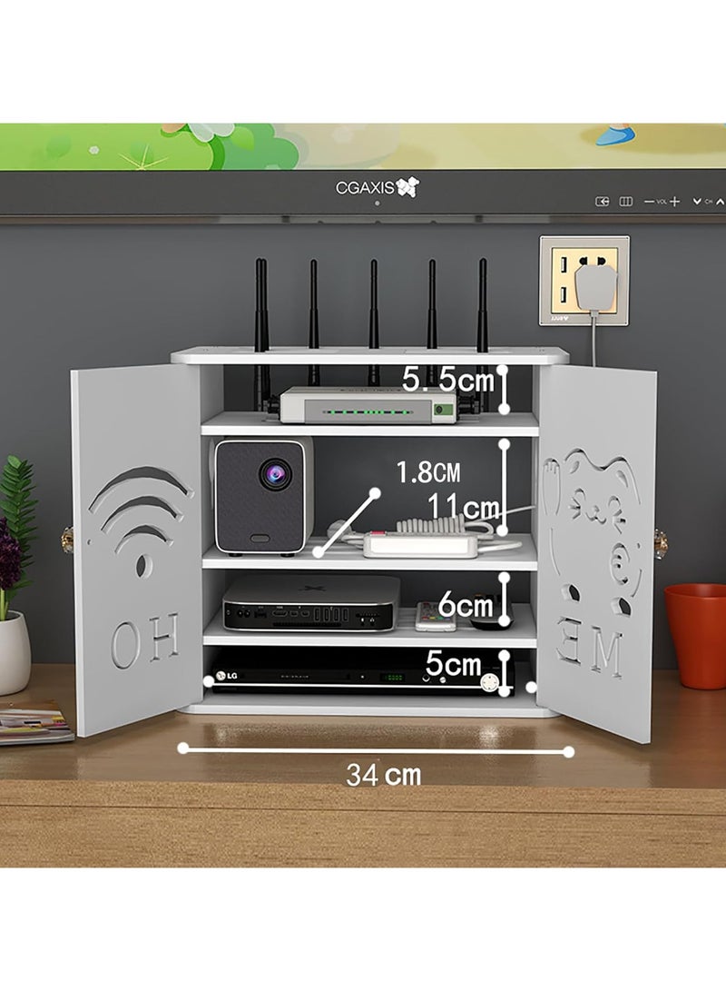 TPGP Router Storage Box – Four-Layer Wall Mount WiFi Router Shelf with Cable Organizer and Concealment - Image 5