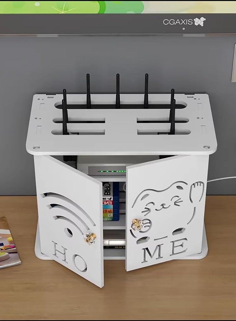 TPGP Router Storage Box – Four-Layer Wall Mount WiFi Router Shelf with Cable Organizer and Concealment - Image 3