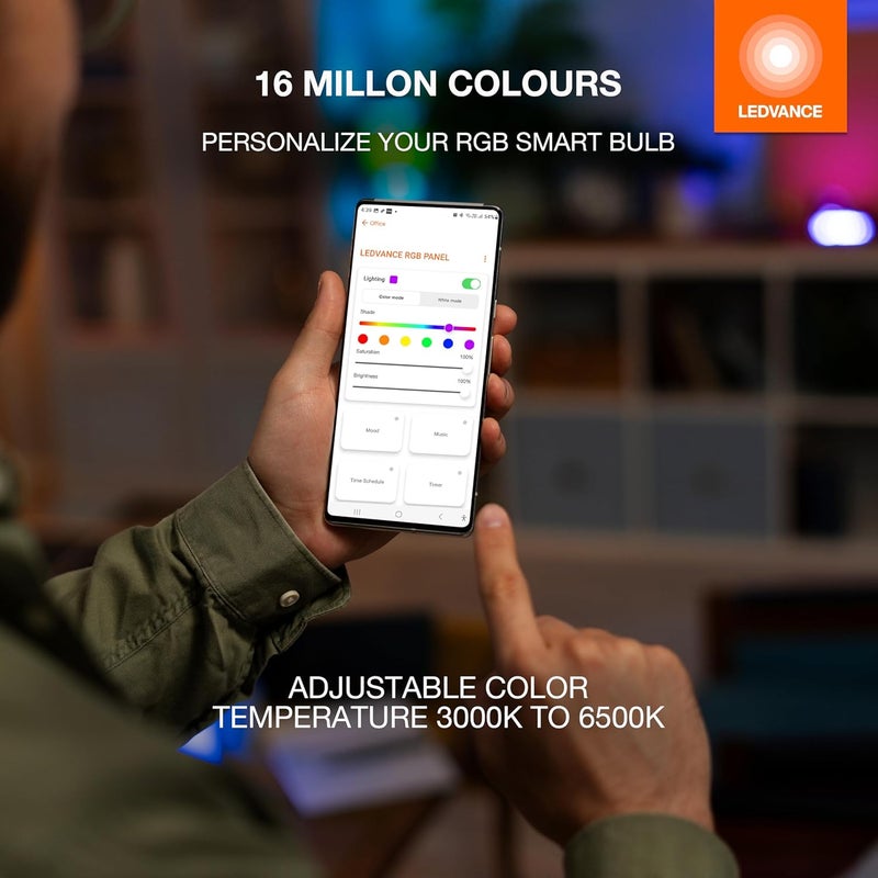 LEDVANCE LEDVANCE 9W Smart WiFi B22d LED Lamp 16 Million Colors Shades of White Tuneable Dimmable Music Sync Compatible with Alexa and Google Assistant Pack of 2 - Image 5