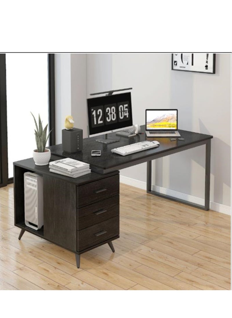 Golden - Modern Computer Desk with 3 Spacious Storage Drawers – Sleek Workstation Table for Home Office Sturdy Writing Desk with Ample Workspace and Organizational Drawers 120x60x75 cm - Image 1
