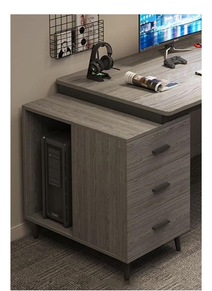 Golden - Modern Computer Desk with 3 Spacious Storage Drawers – Sleek Workstation Table for Home Office Sturdy Writing Desk with Ample Workspace and Organizational Drawers 120x60x75 cm - Image 1