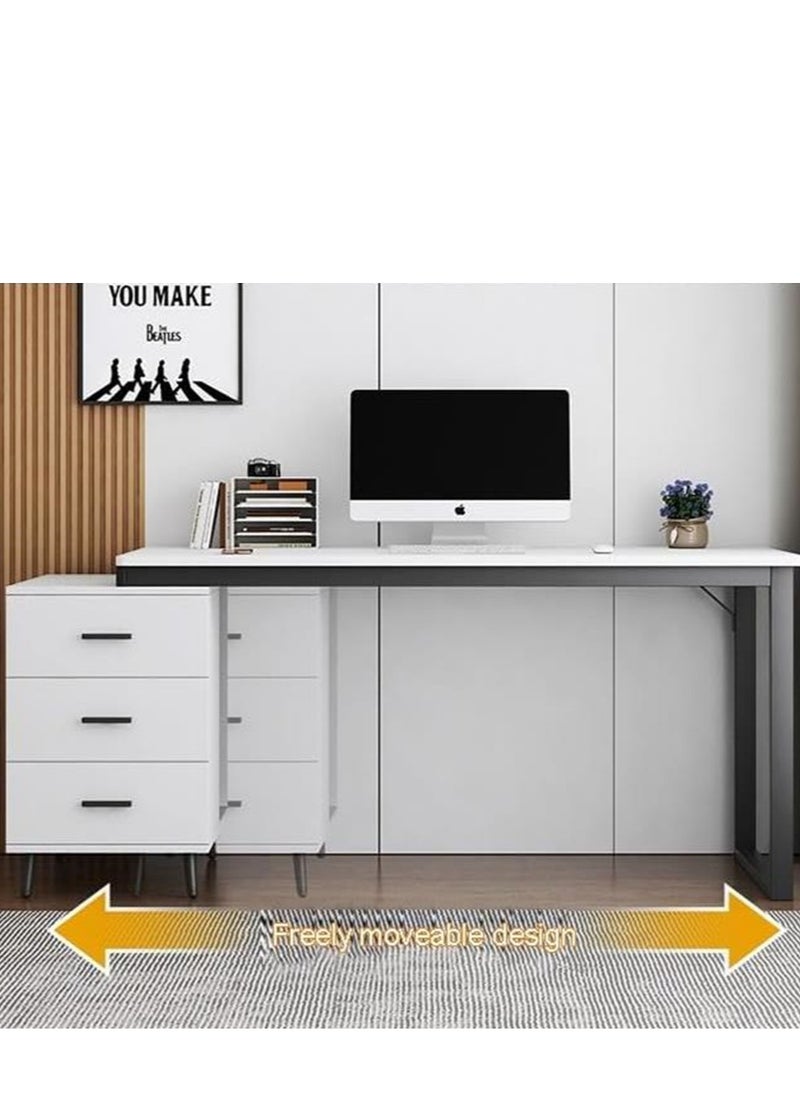 Golden - Modern Computer Desk with 3 Spacious Storage Drawers – Sleek Workstation Table for Home Office Sturdy Writing Desk with Ample Workspace and Organizational Drawers 120x60x75 cm - Image 1