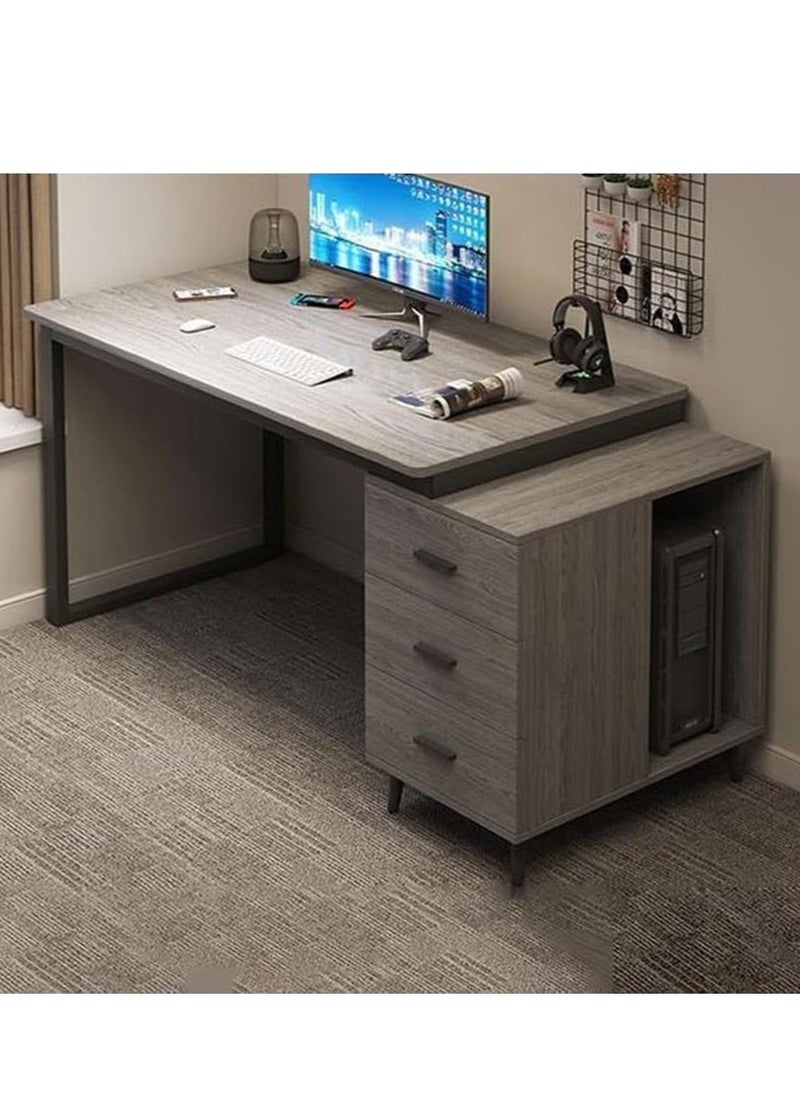 Golden - Modern Computer Desk with 3 Spacious Storage Drawers – Sleek Workstation Table for Home Office Sturdy Writing Desk with Ample Workspace and Organizational Drawers 120x60x75 cm - Image 1