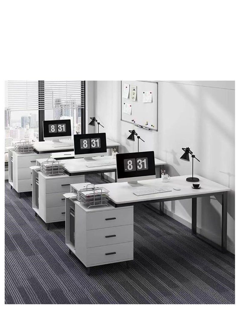 Golden - Modern Computer Desk with 3 Spacious Storage Drawers – Sleek Workstation Table for Home Office Sturdy Writing Desk with Ample Workspace and Organizational Drawers 120x60x75 cm - Image 1