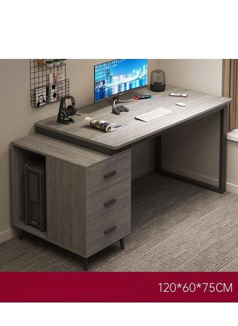 Golden - Modern Computer Desk with 3 Spacious Storage Drawers – Sleek Workstation Table for Home Office Sturdy Writing Desk with Ample Workspace and Organizational Drawers 120x60x75 cm - Image 1