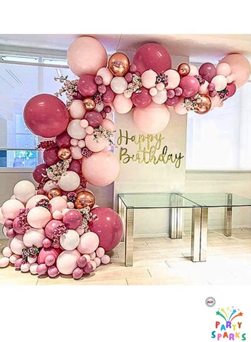 ALCR Party Sparks Balloon Garland Kit لوازم حفلات اللاتكس الكروم المعدني لأعياد الميلاد والزفاف وحفلات استقبال المولود الجديد وزينة الذكرى السنوية والمناسبات المختلفة مع مضخة الهواء (وردي)