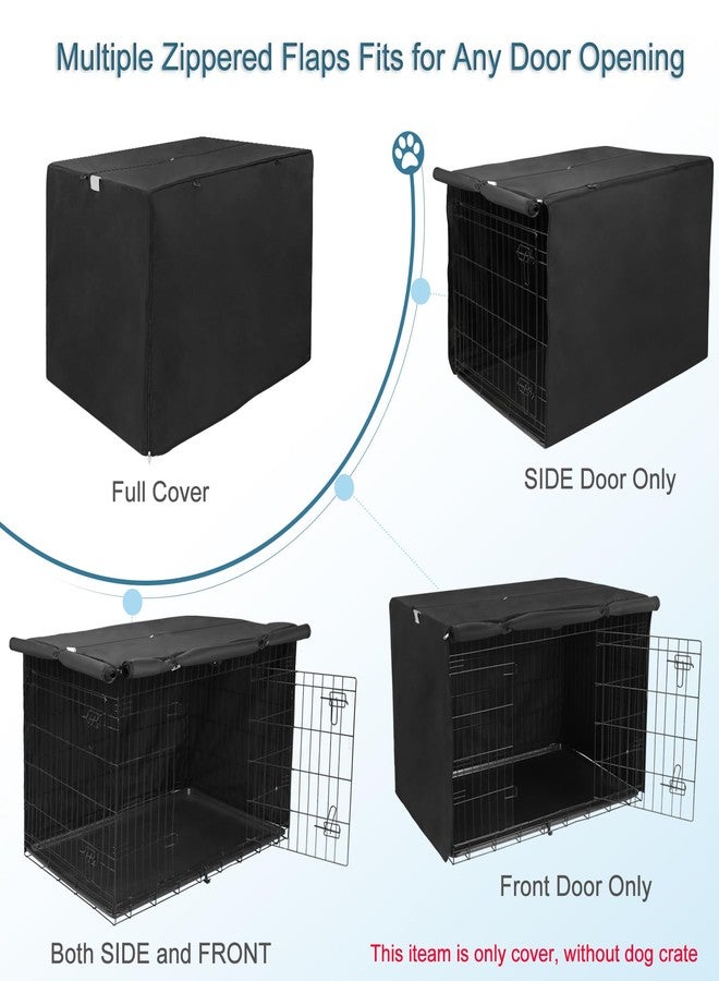 Deblue Durable Medium Dog Crate Cover, Windproof Dog Kennel Covers Fit 30 inch Wire Crate Cover Black - (30 inches, Black) - Image 5