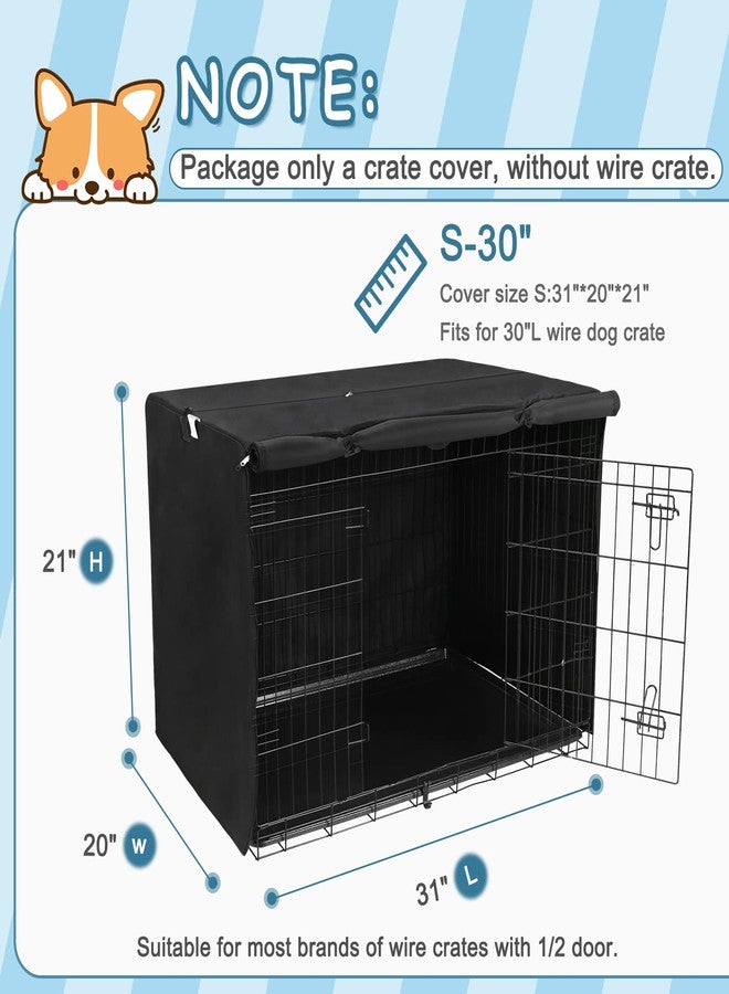 Deblue Durable Medium Dog Crate Cover, Windproof Dog Kennel Covers Fit 30 inch Wire Crate Cover Black - (30 inches, Black) - Image 2