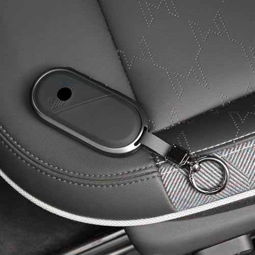 KUNGKIC For Mini Cooper S F65 F66 F67 Countryman U25 Aluminum Alloy Leather Protector Smart Key Case Keychain (Black) - Image 5