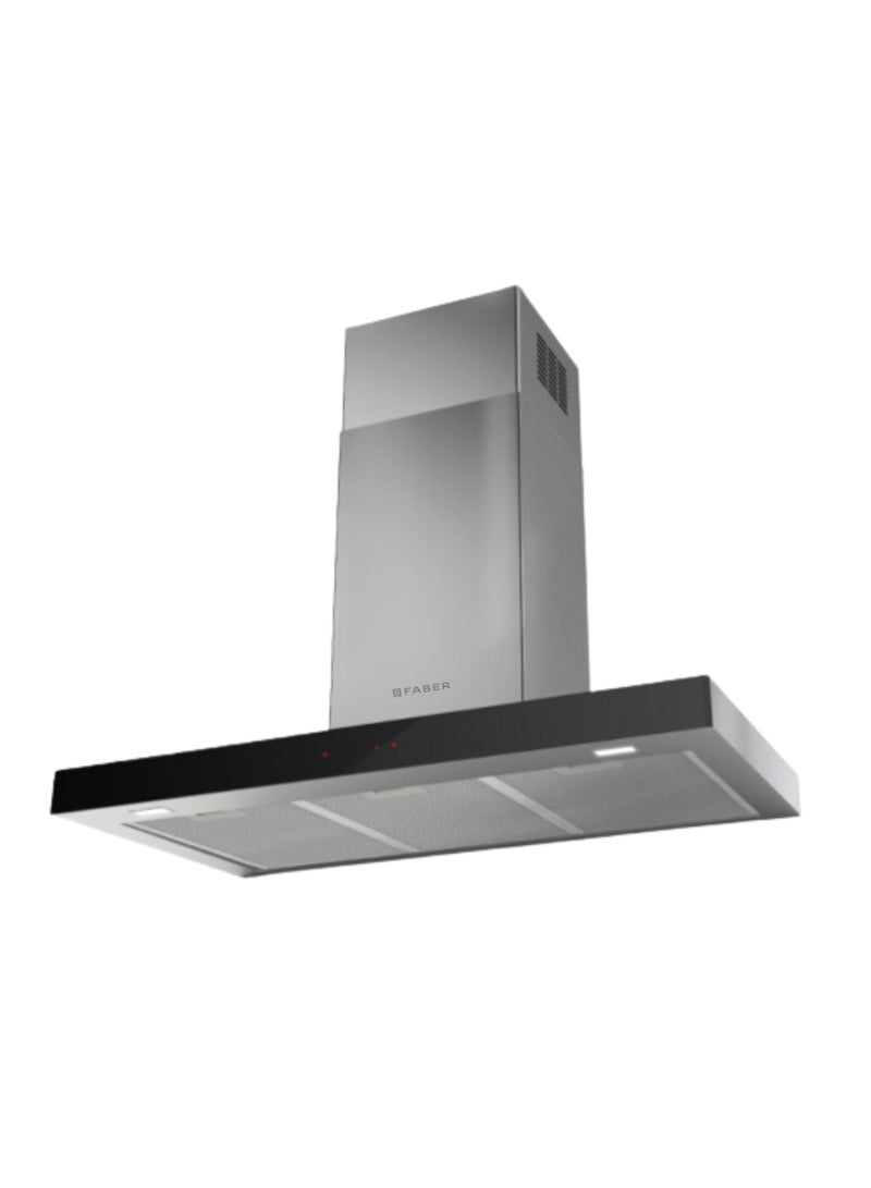 فابر Kitchen Cooker Hood, 90 cm T-Shape Wall-Mount, 710 m³/h Suction Power, 3 Speed + Intensive, LED Lighting, Stainless Steel/Black Glass, STILO GLASS SMART A90 ( Made in Italy ) 250 W 325.0617.016 Stainless_Steel - Image 2