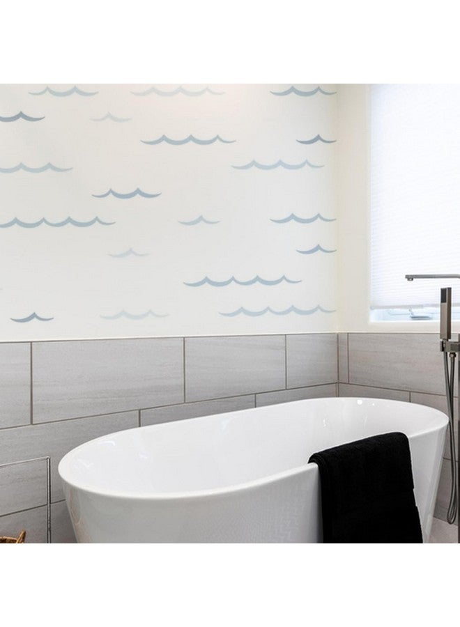 SUPERDANT Blue Ocean Waves Wall Stickers 100pcs Minimalist Sea Waves Wall Decor Curved Lines Sticker Vinyl DIY Decor Art for Kids Bedroom Baby Nursery Livingroom Home TV Background Decals 46x11in - Image 4