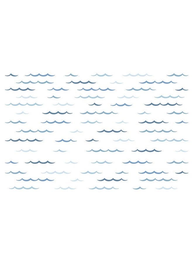 SUPERDANT Blue Ocean Waves Wall Stickers 100pcs Minimalist Sea Waves Wall Decor Curved Lines Sticker Vinyl DIY Decor Art for Kids Bedroom Baby Nursery Livingroom Home TV Background Decals 46x11in - Image 1