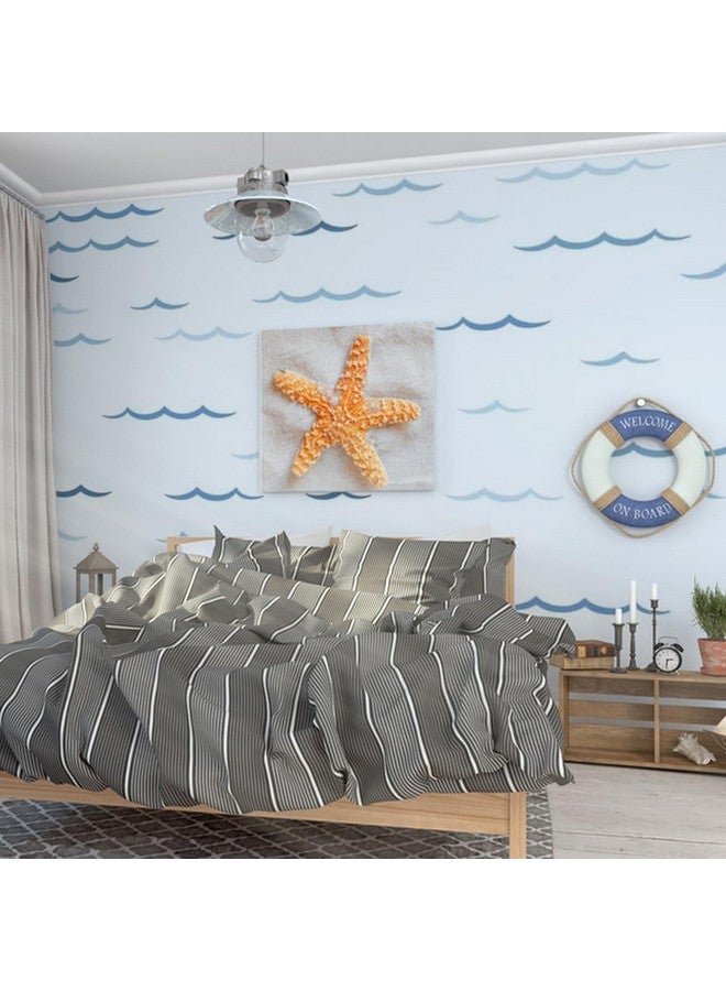 SUPERDANT Blue Ocean Waves Wall Stickers 100pcs Minimalist Sea Waves Wall Decor Curved Lines Sticker Vinyl DIY Decor Art for Kids Bedroom Baby Nursery Livingroom Home TV Background Decals 46x11in - Image 3