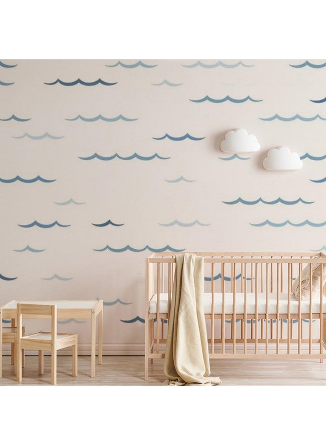 SUPERDANT Blue Ocean Waves Wall Stickers 100pcs Minimalist Sea Waves Wall Decor Curved Lines Sticker Vinyl DIY Decor Art for Kids Bedroom Baby Nursery Livingroom Home TV Background Decals 46x11in - Image 5