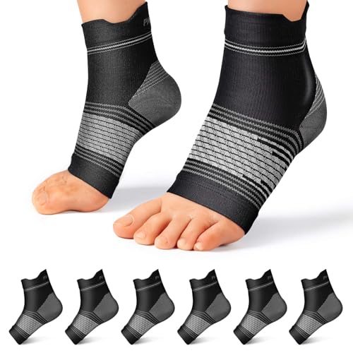 PAPLUS Plantar Fasciitis Sock (6 Pairs) for Men and Women, Compression Foot Sleeves with Arch and Ankle Support (Black, Medium) - Image 1