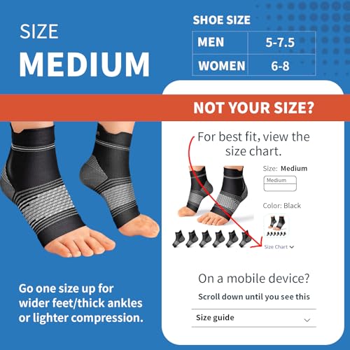 PAPLUS Plantar Fasciitis Sock (6 Pairs) for Men and Women, Compression Foot Sleeves with Arch and Ankle Support (Black, Medium) - Image 3