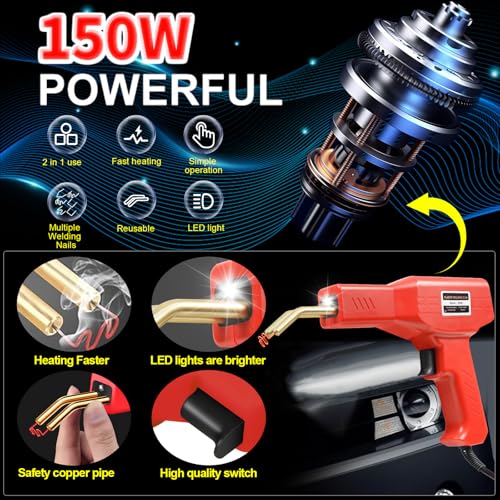 Ghguole 150W Upgraded Plastic Welder Kit,1000PCS Hot Stapler Welding Machine Car Bumper Repair Kit,2 in 1 Plastic Welder Soldering Gun with Weld Rods,6 Types Staples for Bumper/Kayak/Plastic Product Repairs - Image 4