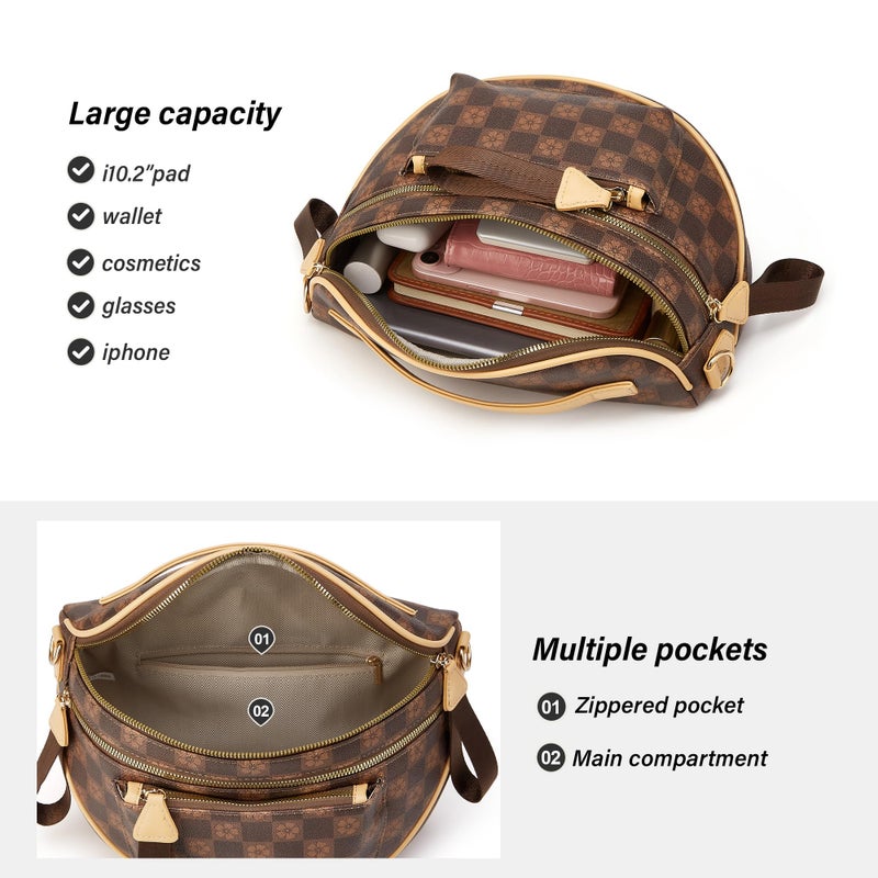 Makes Checkered Crossbody Bag Bum Bag for Women Spacious Purse Fanny Packs Belt Bag Vegan Leather Gift for Mother Wife Mom - Image 5