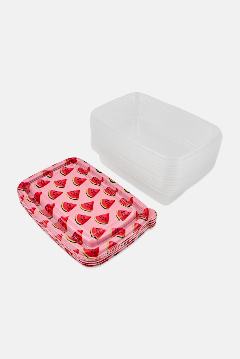COOK WITH COLOR 24 Pcs Rectangular Plastic Watermelon Print Food Storage Containers, Multicolor - Image 2