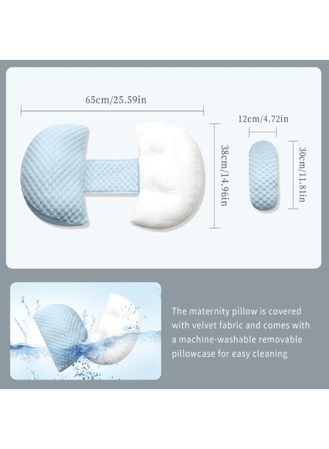 Pregnancy Pillow for Sleeping, Maternity Pillow for Pregnant Women, Cooling Pregnancy Pillow, Pregnancy Wedge Support for Back, Belly, Portable and Adjustable Body Pillow for Side Sleeper, Blue - Image 2