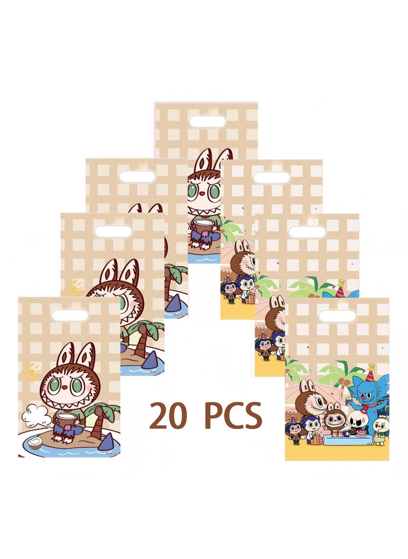 LABUBU 20pcs Cartoon Rabbids Pattern Birthday Party Supplies, Cartoon Candy Bags, Tote Bags, Kids Gift Bags, Adult Birthday Party Decorations  - Image 1