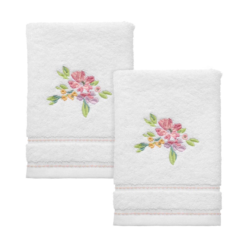 Izod - Fingertip Towels, 100% Soft & Absorbent Cotton Towel, Floral Home Decor, Set of 2 (Catalina) - Image 1