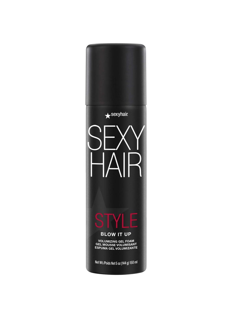 Sexy Hair SexyHair Style Blow It Up Volumizing Gel Foam, 5 Oz | Up to 50% More Volume | Adds Shine 