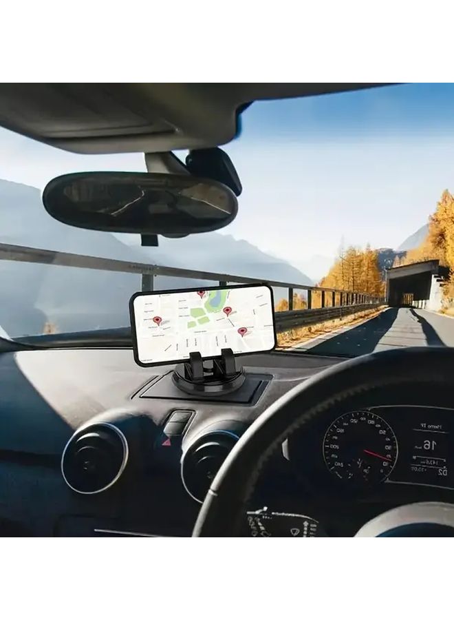 Universal Car Phone Mount Black 360 Rotatable Dashboard GPS Holder Non Slip ABS for Smartphones - Image 1