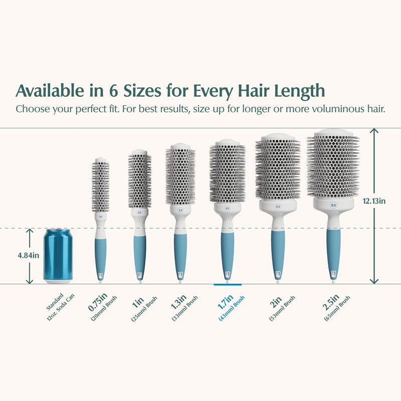 Osensia Medium Round Brushing Brush - Ceramic Hair Brush for a Smooth Salon Style Look - Professional Brushing Brush Ideal for All Hair Types - 43 mm - Image 3