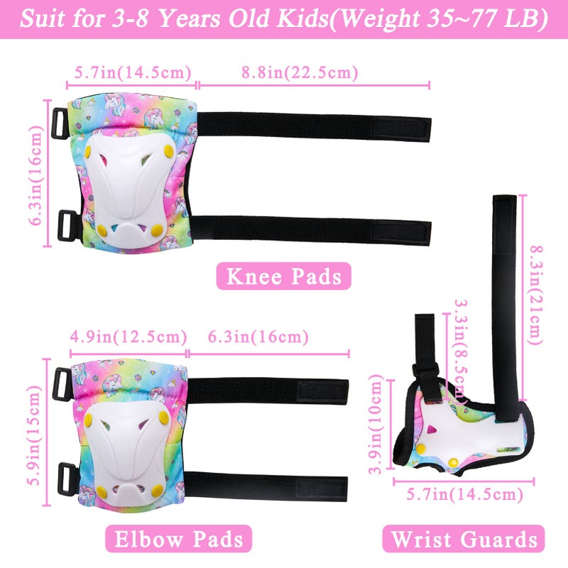 FIODAY Knee Pads for Kids Toddler Knee Pads and Elbow Pads Wrist Guards with Drawstring Bag Adjustable Protective Gear Set for Girls Boys Skating Cycling Skateboard Scooter,3-8 Years,Rainbow - Image 4