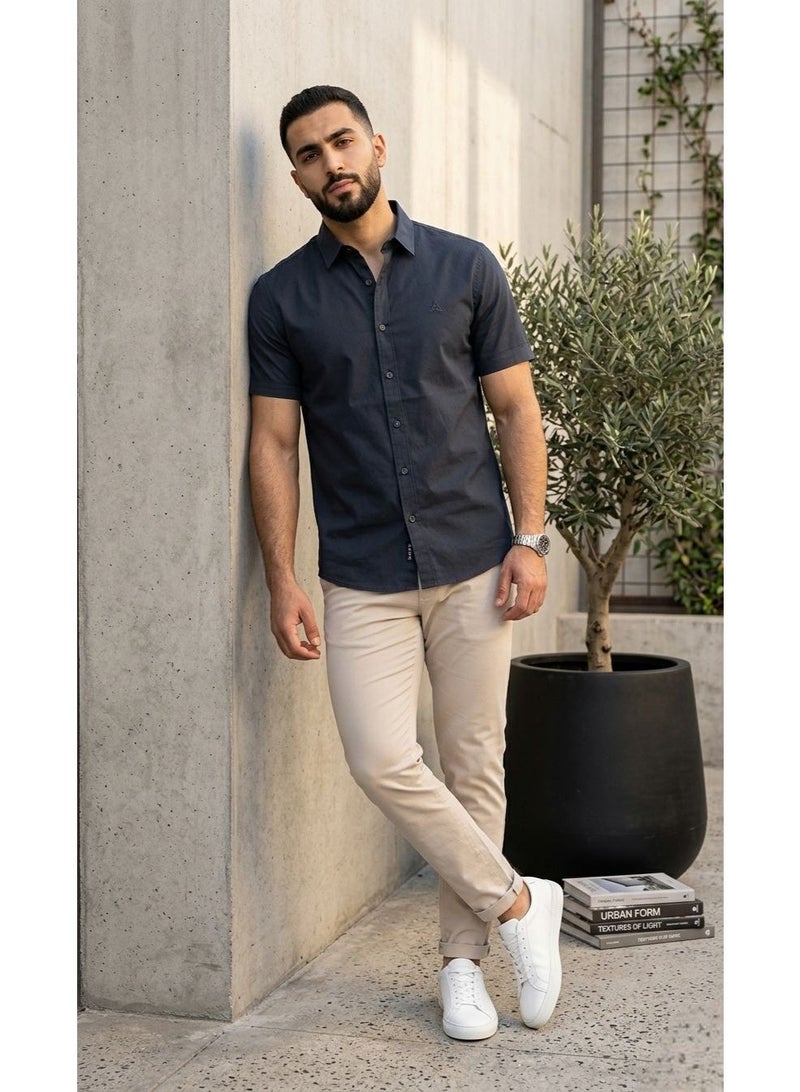 Hikes Men’s Premium Cotton Shirt , Soft Breathable Fabric, Modern Fit Short Sleeve Casual & Smart Wear - Image 2