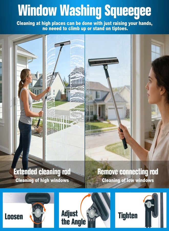 XANGNIER Window Cleaning Kit Tool with Storage Bucket,Window Washing Kit with Extension Pole,Professional Windows Washer Cleaner Squeegee Kits,Commercial&Household Use,Indoor&Outdoor High Windows - Image 2