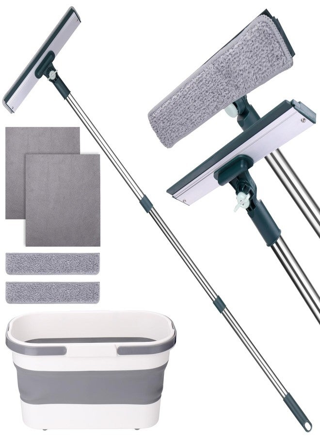 XANGNIER Window Cleaning Kit Tool with Storage Bucket,Window Washing Kit with Extension Pole,Professional Windows Washer Cleaner Squeegee Kits,Commercial&Household Use,Indoor&Outdoor High Windows - Image 1