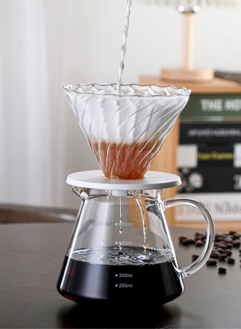 هومستر طقم تقطير v60 إبريق قهوة مكونة من قمع زجاجي وسيرفر وعاء زجاج شفاف مقاوم للحرارة بسعة 600 مل  - Image 5