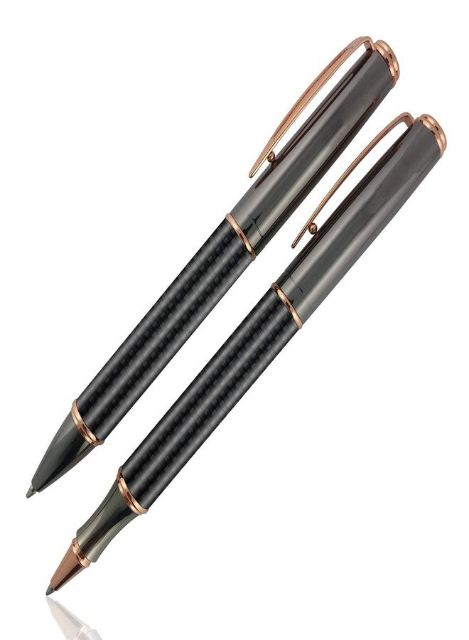 SyPen Luxury Pen Set, Elegant Fancy Rollerball & Ballpoint- Executive Business Pens, Twist Action Metal Rollerball Pen +Carbon Fiber Barrel Ballpoint Pen + Nice Gift Box - Image 2