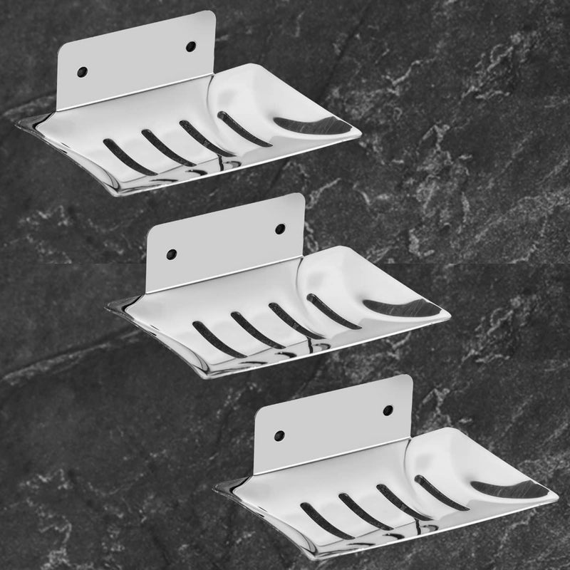 iSTAR Stainless Steel Chrome Finish Square Soap Dish Holder for Bathroom Soap Case for Home (Pack of 3) - Image 5