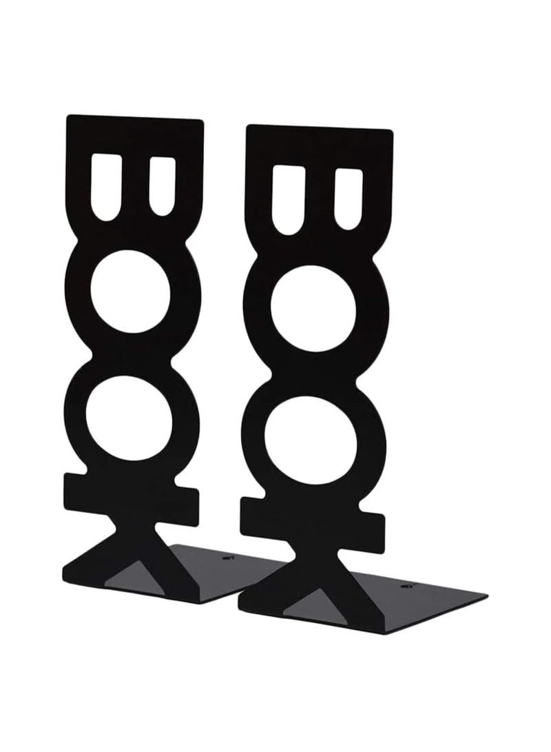 SYOSI Bookend Frame, Retro Organized Creative Lightweight Frame Creative Bookends Frame Organized for School Library Home 2pcs Black  - Image 5