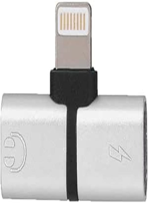 2 in 1 Lightning adapter Charging / audio Charger Splitter adapter for iPhone (Silver)