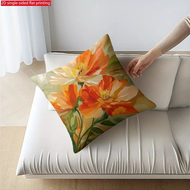 Vibrant Poppy Flower Printed Pillowcase 14x14 Inch Spring Floral Home Decor - Image 5