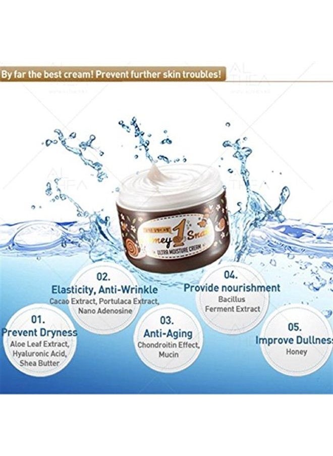 Snail Cream, Snail and Honey Extract, Ultra Moisture, Anti-Wrinkle, Snail Extract 2000 mg, Korean Beauty, 100 ml