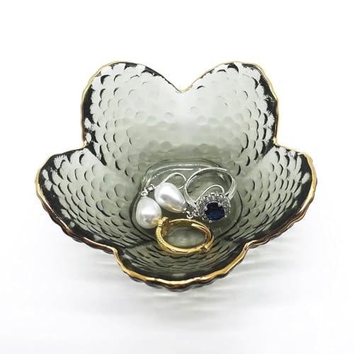 BESSKON Flower Ring Dish Jewelry Tray, Glass Jewelry Dish Tray, Aesthetic Room Decor Small Trinket Dish, Nightstand Jewlery Ring Holder Dish, Bathroom Jewelry Plate Bowl for Rings Earrings Wife Gift - Image 1