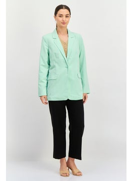 VERO MODA Women Regular Fit Solid Blazer, Mist Green  - Image 4